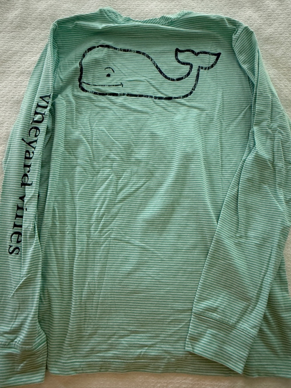 Vineyard Vines girls Striped Whale Long Sleeve Tee - Mint Medium M 12-14